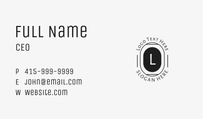 Black Hipster Letter  Business Card Image Preview