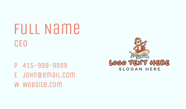 Monkey Water Surfing Business Card Design Image Preview