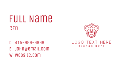 Red Happy Monkey Outline Business Card Image Preview