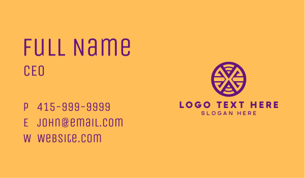 Purple Letter X Circle Business Card Design Image Preview