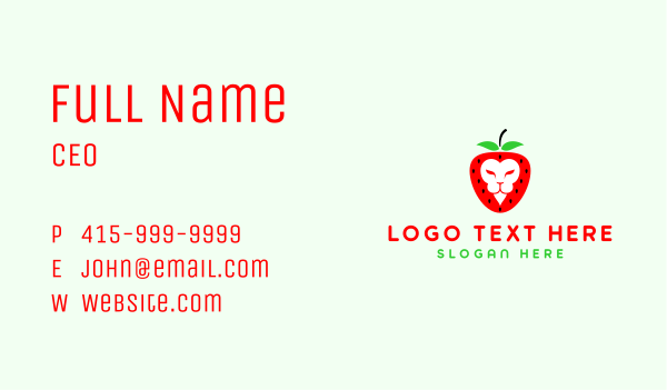 Strawberry Lion Head Business Card Design Image Preview