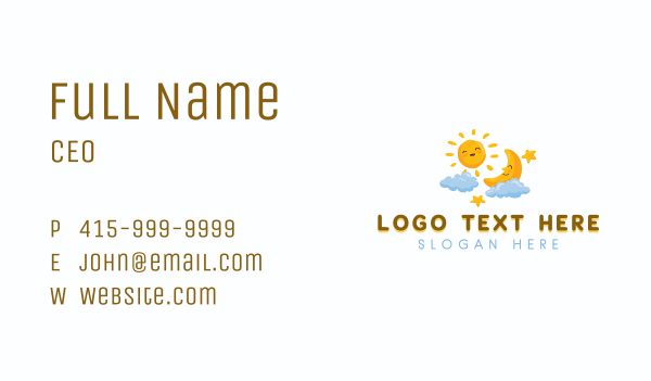 Cute Sun Moon Star Business Card Design Image Preview