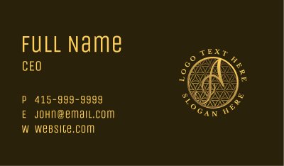 Gold Jeweler Letter A Business Card