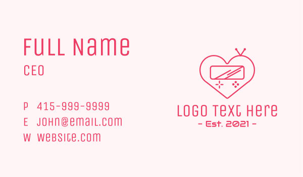 Pink Heart Gaming Console Business Card Design Image Preview