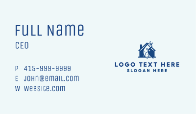 Blue House Cleaning Business Card Image Preview