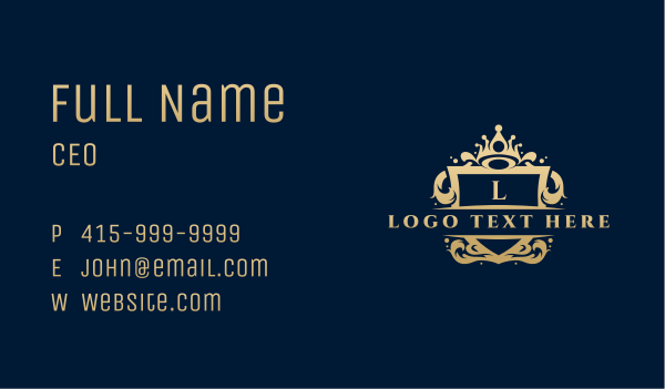 Luxury Crown Ornament Shield Business Card Design Image Preview