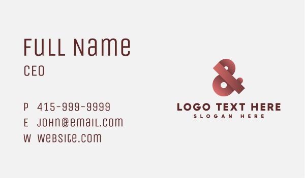 Premium Red Ampersand Business Card Design Image Preview