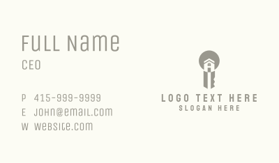 Gray Home Key Business Card