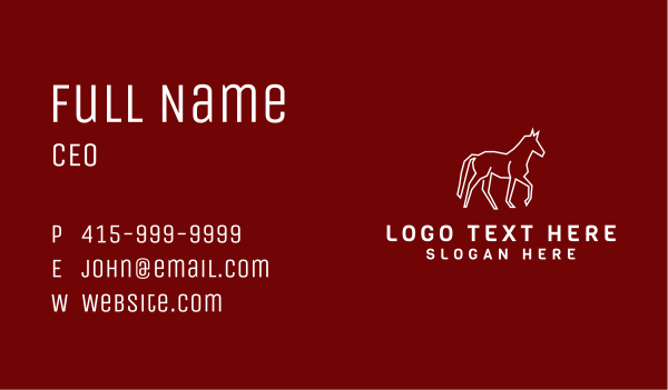 White Wild Horse Business Card Design Image Preview