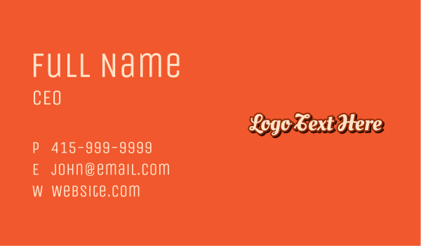 Retro Calligraphic Wordmark Business Card Design Image Preview
