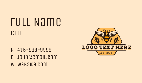 Hexagon Bee Emblem Business Card Design Image Preview