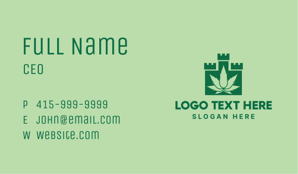 Green Cannabis Castle  Business Card Design Image Preview