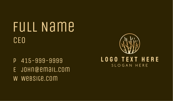 Metallic Golden Bamboo Business Card Design Image Preview