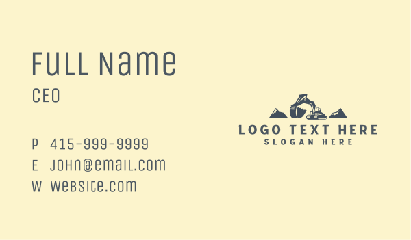 Mountain Digging Excavator Business Card Design Image Preview