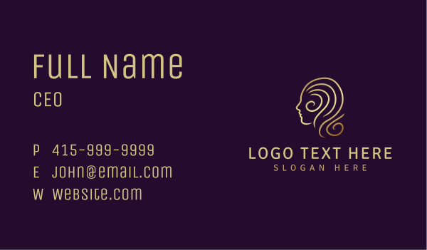 Gold Woman Hair Ouline Business Card Design Image Preview