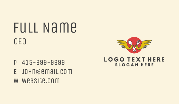 Winged Restaurant Emblem  Business Card Design Image Preview