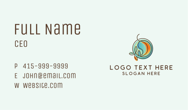 Gradient Leaves Badge Business Card Design Image Preview