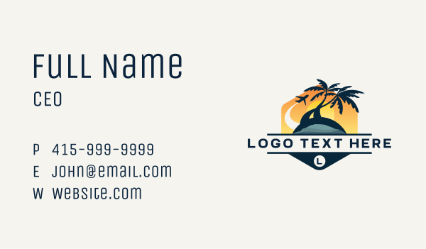 Beach Palm Tree Travel Business Card Design Image Preview