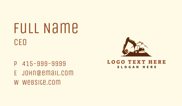 Excavator Backhoe Quarry Business Card Design Image Preview