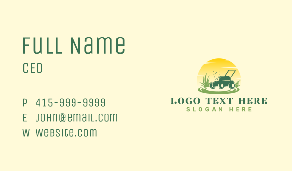 Lawn Mower Sunset Business Card Design Image Preview