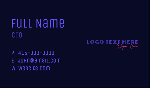 Retro Neon Wordmark  Business Card Design Image Preview