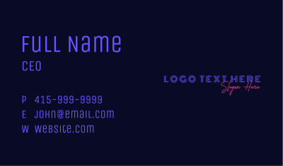 Retro Neon Wordmark  Business Card Image Preview