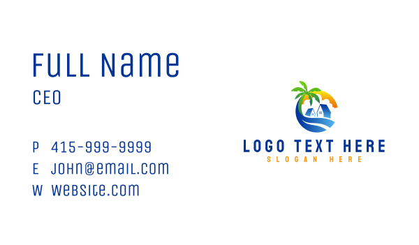 Tropical Beach House Business Card Design Image Preview
