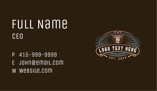 Texas Bull Ranch Business Card Design Image Preview