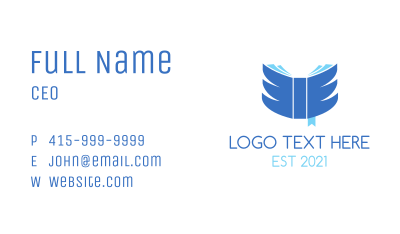 Blue Wing Book Business Card Image Preview