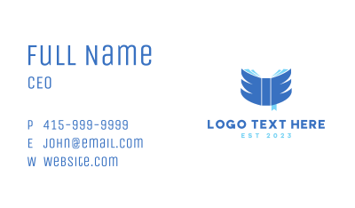 Blue Wing Book Business Card Image Preview