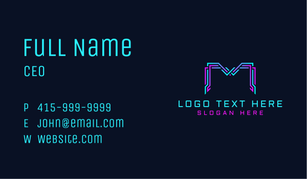 Cyber Futuristic Letter M Business Card Design Image Preview