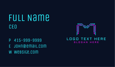 Cyber Futuristic Letter M Business Card Image Preview