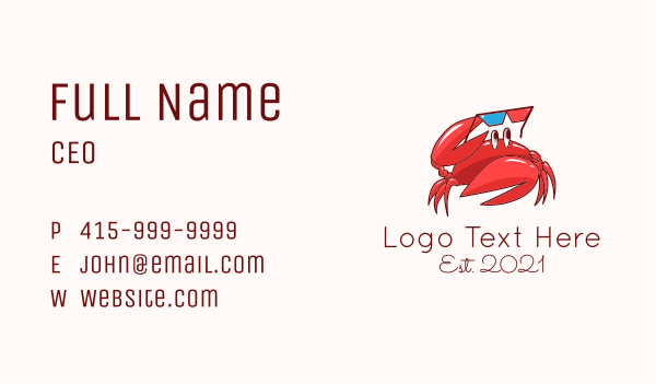 Summer Sunglasses Crab Business Card Design Image Preview