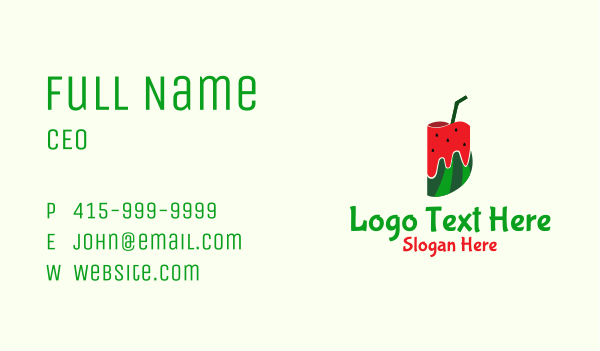 Watermelon Juice Cup Business Card Design Image Preview