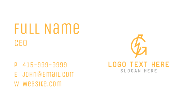 Simple Lightning Letter G Business Card Design Image Preview