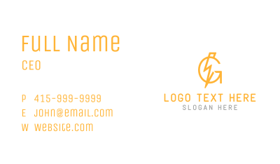 Simple Lightning Letter G Business Card Image Preview