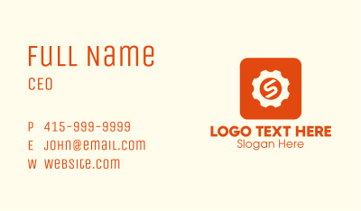 Red Gear Letter S App Business Card