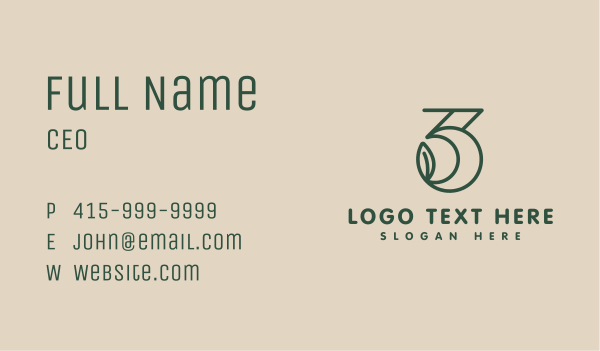Minimalist Leaf Number 3 Business Card Design Image Preview