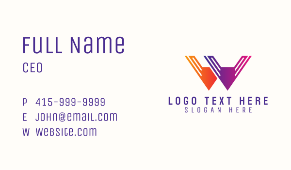 Digital Letter  W & V Business Card Design Image Preview