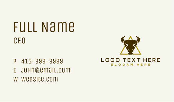 Wild Bison Horn Business Card Design Image Preview