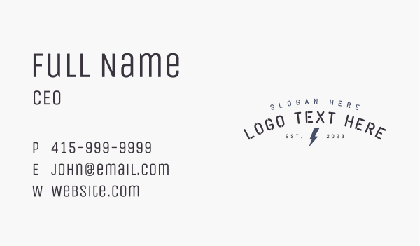 Electric Power Bolt Business Card Design Image Preview