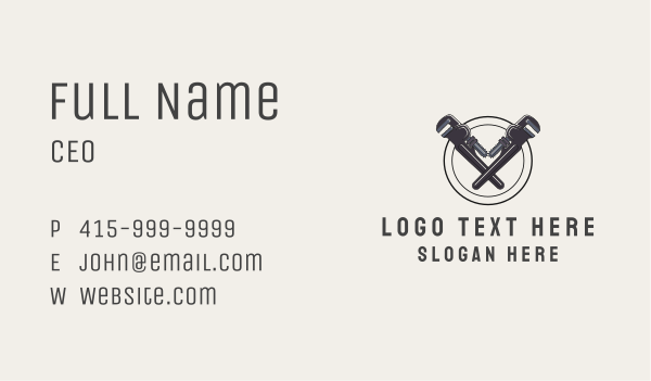 Plumbing Wrench Hipster Business Card Design Image Preview