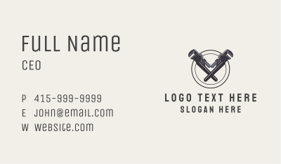 Plumbing Wrench Hipster Business Card Image Preview