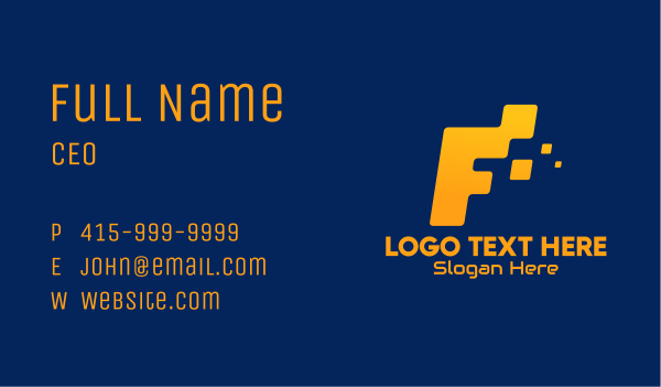 Yellow Data Letter F Business Card Design Image Preview