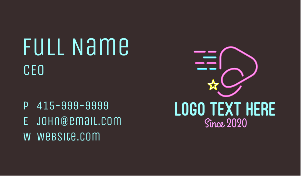 Neon Star Comet Media Business Card Design Image Preview