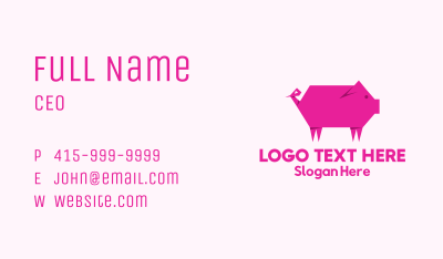 Pink Pig Origami Business Card Image Preview