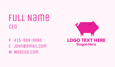 Pink Pig Origami Business Card