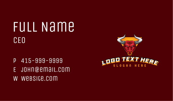 Bull Horn Gaming Business Card Design Image Preview