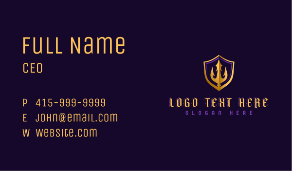 Shield Trident Weapon Business Card Design Image Preview