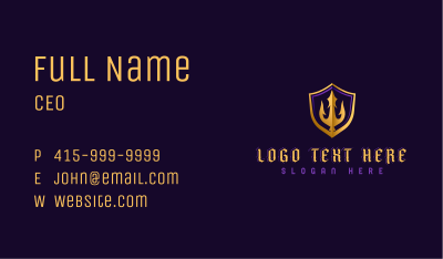 Shield Trident Weapon Business Card Image Preview